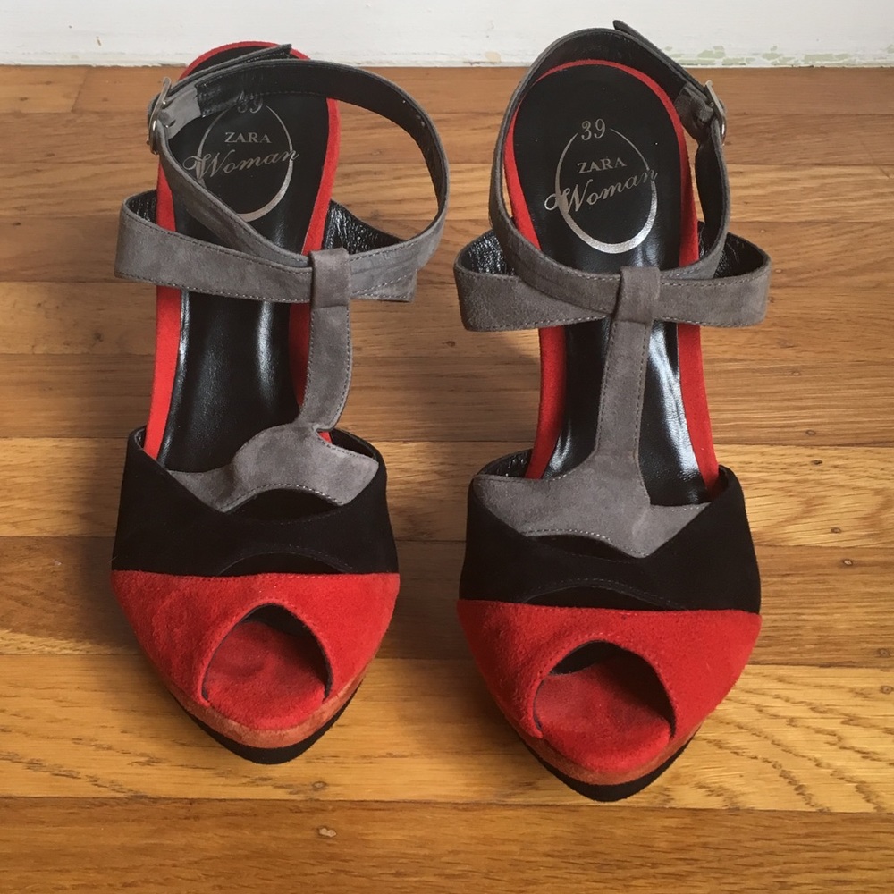 Zara t-strap peep toe high heels